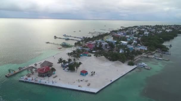 Caye Caulker Island Caribbean Sea Belize Drone Point View — Vídeos de Stock