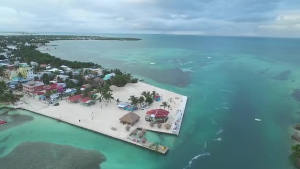 Caye Caulker Island Caribbean Sea Belize Drone Point View — Stock videók