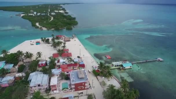 Caye Caulker Island Caribbean Sea Belize Drone Point View — 비디오
