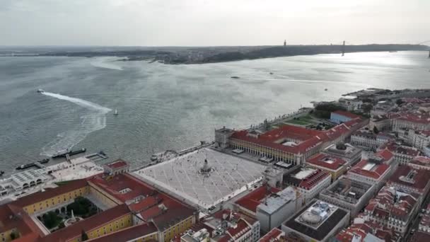 Торговая Площадь Лиссабоне Португалия Дворцовый Двор Королевский Дворец Рибейры — стоковое видео