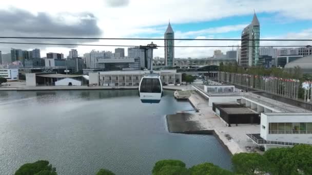 Milletler Parkı Ndaki Telecabine Lisboa Parque Das Nacoes Lizbon Modern — Stok video
