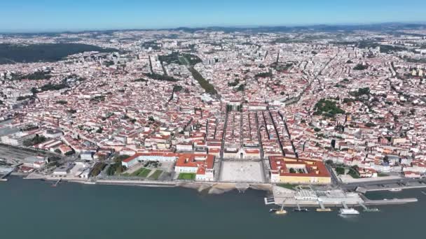 Lisbon Skyline Downtown Old Town Background Portugal — Stock video