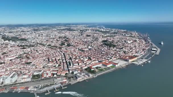 Lisbon Skyline Downtown Old Town Background Portugal — Vídeo de Stock