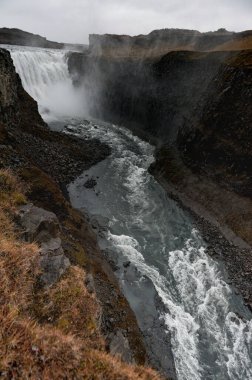 İzlanda 'daki Dettifoss Şelalesi. Geniş Açı
