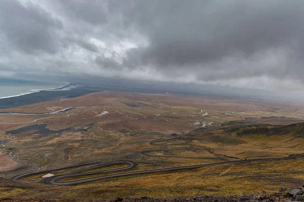 Snake Road Iceland Landscape Cloudy Blue Sky — Stock Fotó