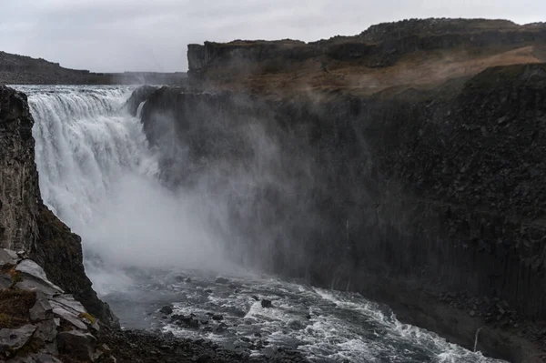 Dettifoss Waterfall Iceland Water Spray — Stock fotografie