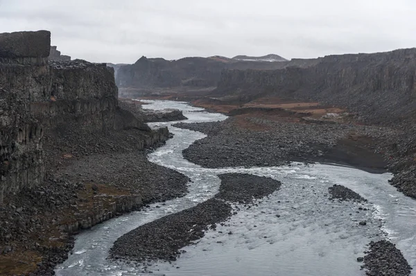 Водоспад Деттіфосс Ісландії Річка Скелі — стокове фото