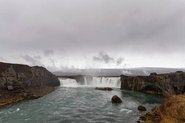 Godafoss Waterfall Iceland Wide Angle — Stock fotografie
