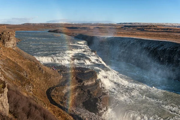 Rainbow Gullfoss Falls Iceland One Most Famous Falls Iceland — Stock fotografie
