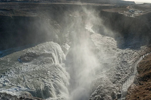 Gullfoss Falls Iceland One Most Famous Falls Iceland Snowy — Stock fotografie