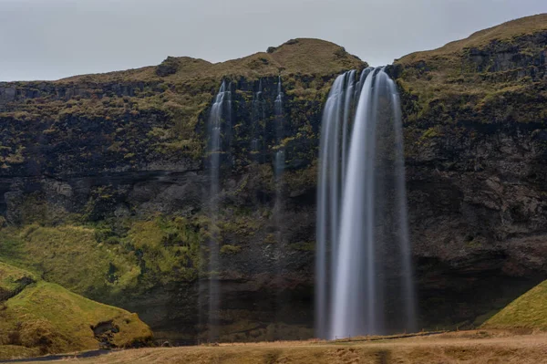 Seljalandsfoss Waterfall Iceland One Ost Famous Waterfall Iceland Long Exposure — Stock fotografie