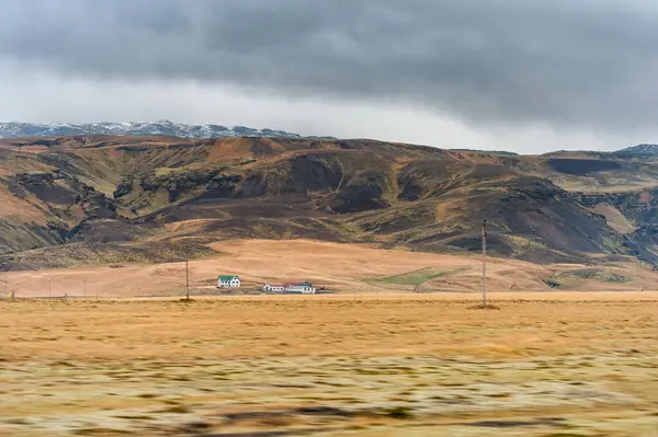 Iceland Landscape Moss Lonely Farm Background — Stock Fotó
