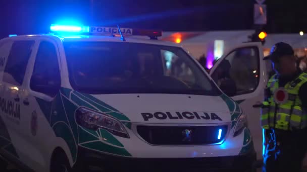 Синий Фонарик Полицейской Машине — стоковое видео