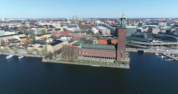 Stockholm City Hall Town Hall Sweden Drone — Wideo stockowe