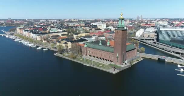 Stockholm City Hall Town Hall Sweden Drone — Video Stock
