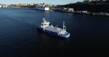 Gasum Ship with Sea Gas in Stockholm, Sweden. LNG Deliveries and Bunkering