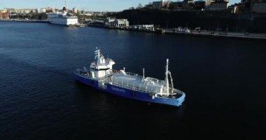 Gasum Ship with Sea Gas in Stockholm, Sweden. LNG Deliveries and Bunkering