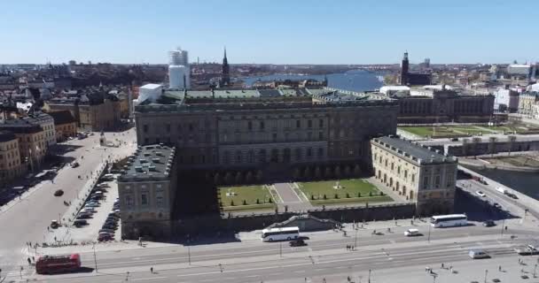 Royal Palace Located Gamla Stan Stockholm Sweden Drone — Video
