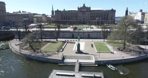 Roof Parliament House Riksdagshuset Stockholm Sweden Riksdag Building Swedish Parliament — Stock Video