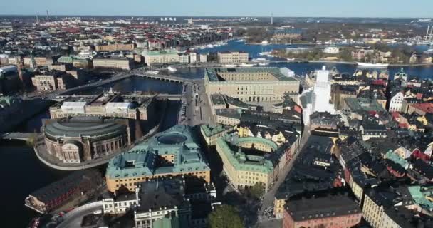 Στοκχόλμη Παλιά Πόλη Και Royal Palace Στο Παρασκήνιο Βρίσκεται Στο — Αρχείο Βίντεο