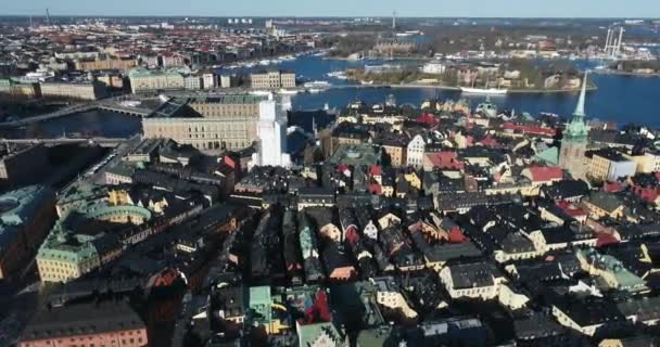 Stockholm Old Town Royal Palace Background Located Gamla Stan Island — Vídeo de stock