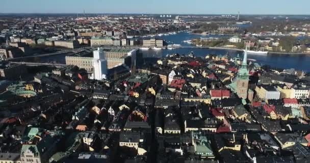 Kota Tua Stockholm Dan Istana Kerajaan Latar Belakang Tempat Tersebut — Stok Video