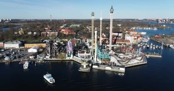 Amusement Park Stockholm Sweden Grona Lund — Stock videók
