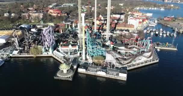 Amusement Park Stockholm Sweden Grona Lund — Stock Video
