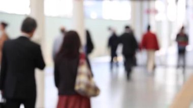 Blurry Metro Train Station Platform in Tokyo. Underground Metro Train Station During Rush Hour. People Leaving Station and Walking on Platform.