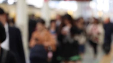 Blurry Metro Train Station Platform in Tokyo. Underground Metro Train Station During Rush Hour. People Leaving Station and Walking on Platform.