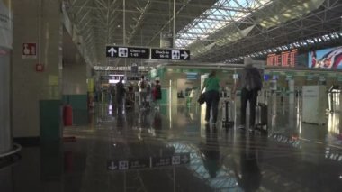 International Fiumicino Airport in Italy, Rome. Interior with People and Passengers