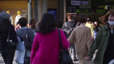 People Waiting Till Can Cross The Street in Tokyo City. Business District. Rush Hour Time. Japanese People. Shinjuku District in Tokyo. Blurry Background