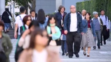 People Walking in Tokyo City. Business District. Rush Hour Time. Japanese People. Shinjuku District in Tokyo. Blurry Background