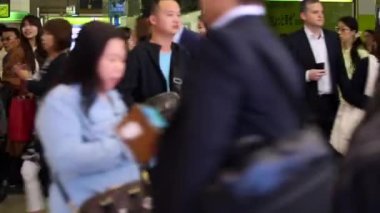 Shinjuku Ticket Gates in Tokyo Metro. Pasmo Card or Suica Card. People Taping Card to go Through the Gate. Tokyo Underground Metro Network