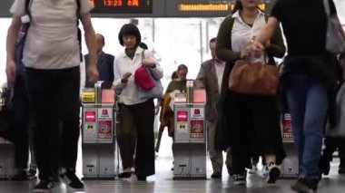 Ticket Gate in Tokyo Metro. Pasmo Card or Suica Card. People Taping Card to go Through the Gate. Tokyo Underground Metro Network. Asian commuters traveling.