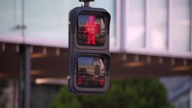 Pedestrian Traffic Light with Red and Green Signs in Tokyo, Japan. Fast View