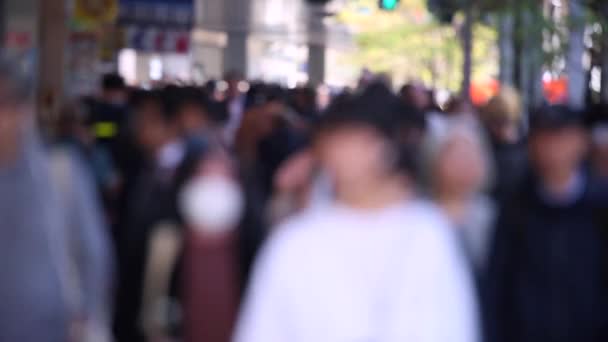 Blurry Japanese People Tokyo Business District Rush Hour Time People — Stockvideo