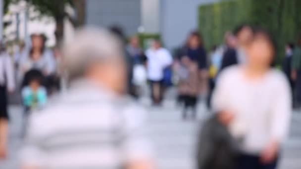 Blurry People Walking Sidewalk Business District Rush Hour Time Asian — Αρχείο Βίντεο
