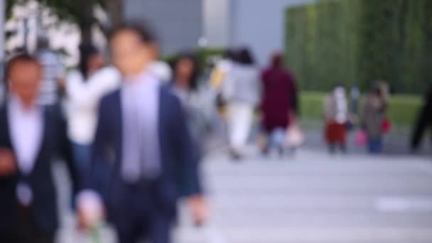 Blurry People Walking Sidewalk Business District Rush Hour Time Asian — Αρχείο Βίντεο