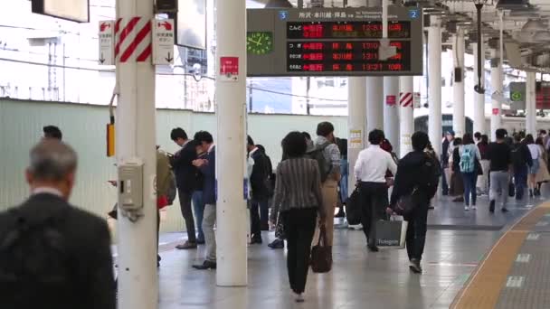 Metro Train Station Platform Tokyo Underground Metro Train Station Rush — Stock videók
