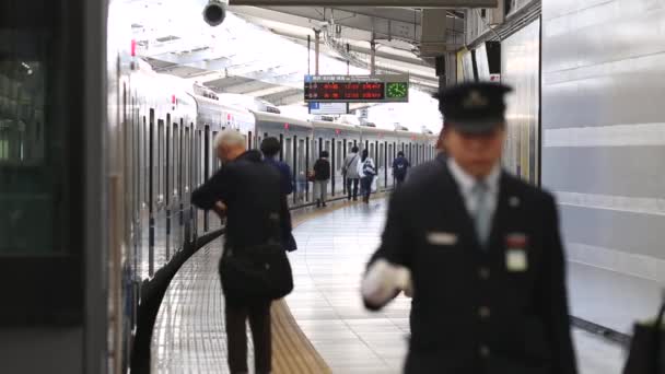 Metro Train Station Platform Tokyo Underground Metro Train Rush Hour — Stockvideo