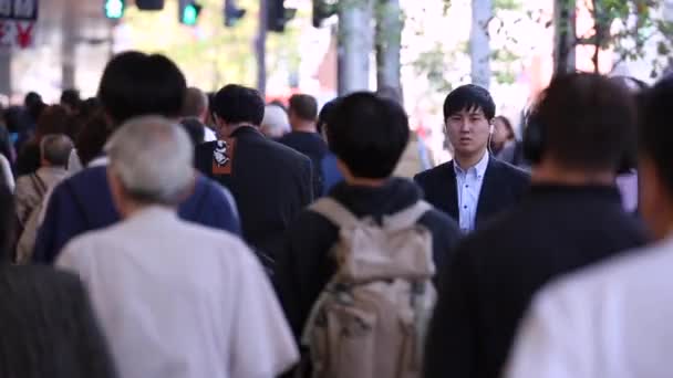 People Tokyo City Business District Rush Hour Time People Walking — 图库视频影像