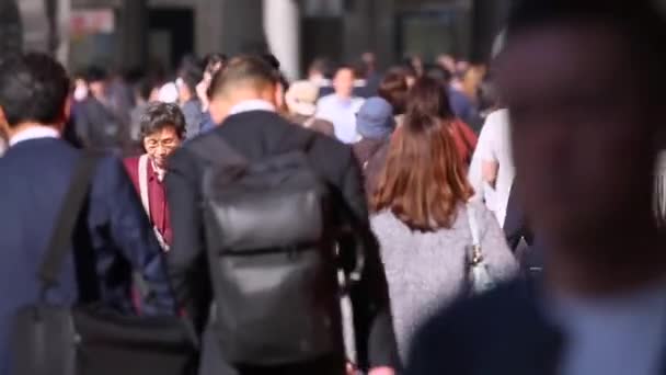 People Tokyo City Business District Rush Hour Time People Walking — Vídeo de stock