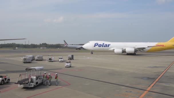 Tokyo International Narita Airport Ground Service Working Background Air France — Wideo stockowe