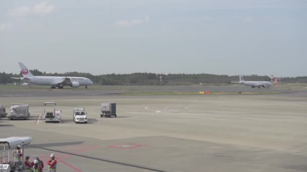 Tokyo International Narita Airport Ground Service Working Background Ana Airlines — Αρχείο Βίντεο