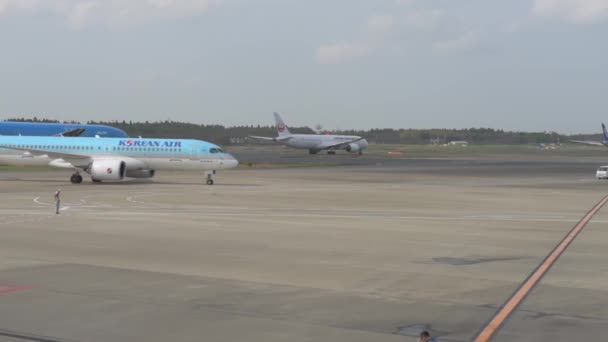 Tokyo International Narita Airport Ground Service Working Background Klm Airlines — Stock video