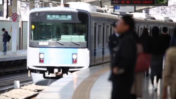 Metro Train Station Platform Tokyo Underground Metro Train Rush Hour — 图库视频影像