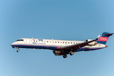 NARITA - JAPAN, JANUARY 25, 2017: JA12RJ Bombardier CRJ-702ER Ibex Airlines ANA Connection Landing in International Narita Airport, Japan.
