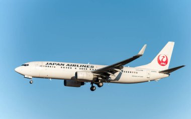 NARITA - JAPAN, JANUARY 25, 2017: JA320J Boeing 737 Japan Airlines Landing in International Narita Airport, Japan.