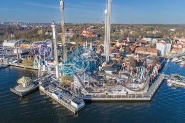 Amusement Park in Stockholm, Sweden. Grona Lund. Located on the seaward side of Djurgarden Island